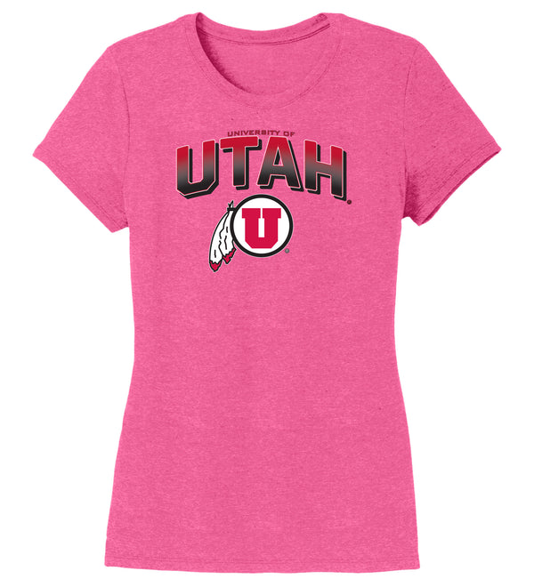 Women's Utah Utes Premium Tri-Blend Tee Shirt - Full Color Fade Utah Utes Logo