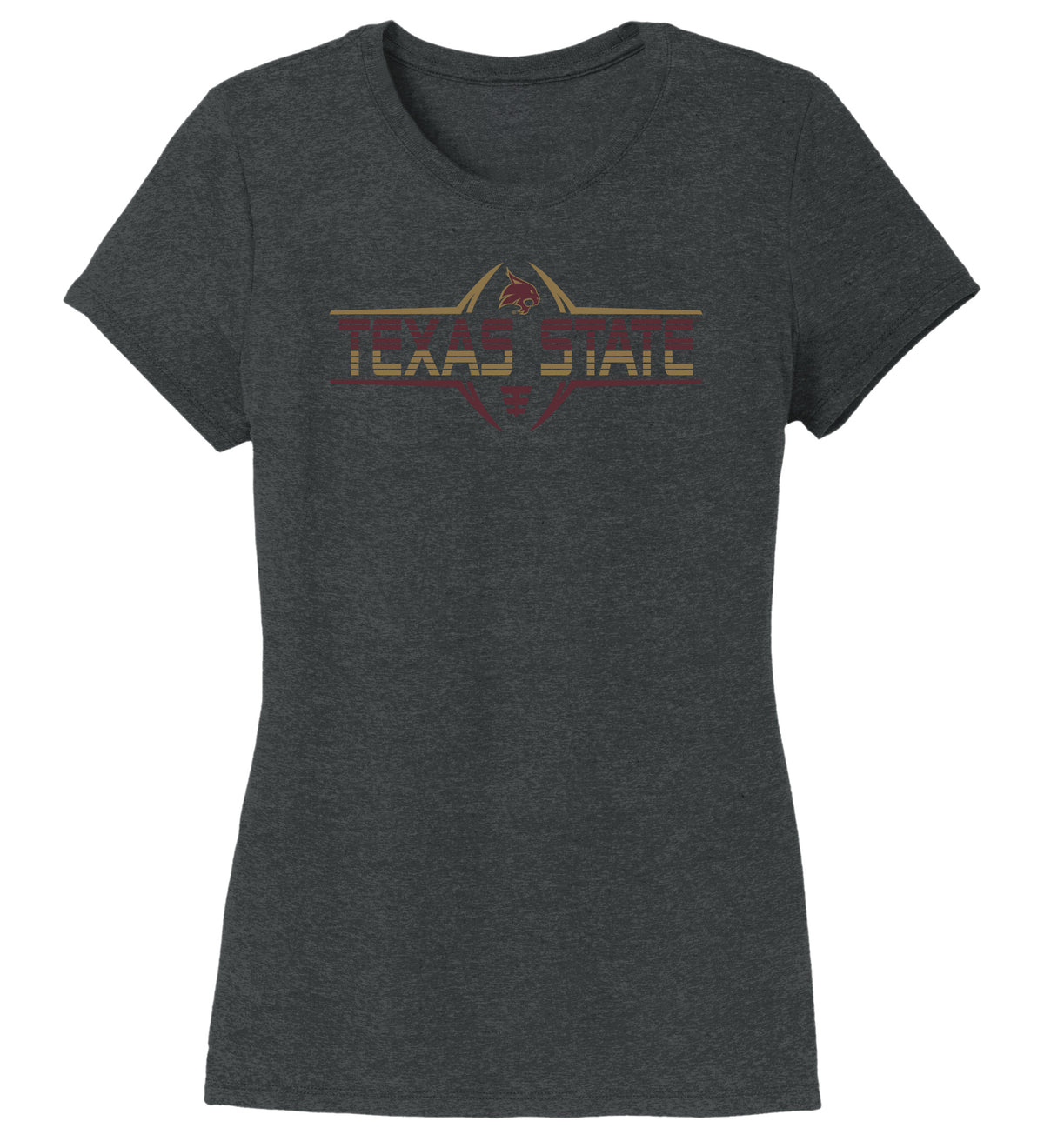 Women's Texas State Bobcats Premium Tri-Blend Tee Shirt - Striped Texas State Football Laces