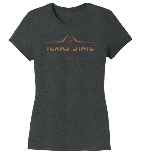 Women's Texas State Bobcats Premium Tri-Blend Tee Shirt - Striped Texas State Football Laces