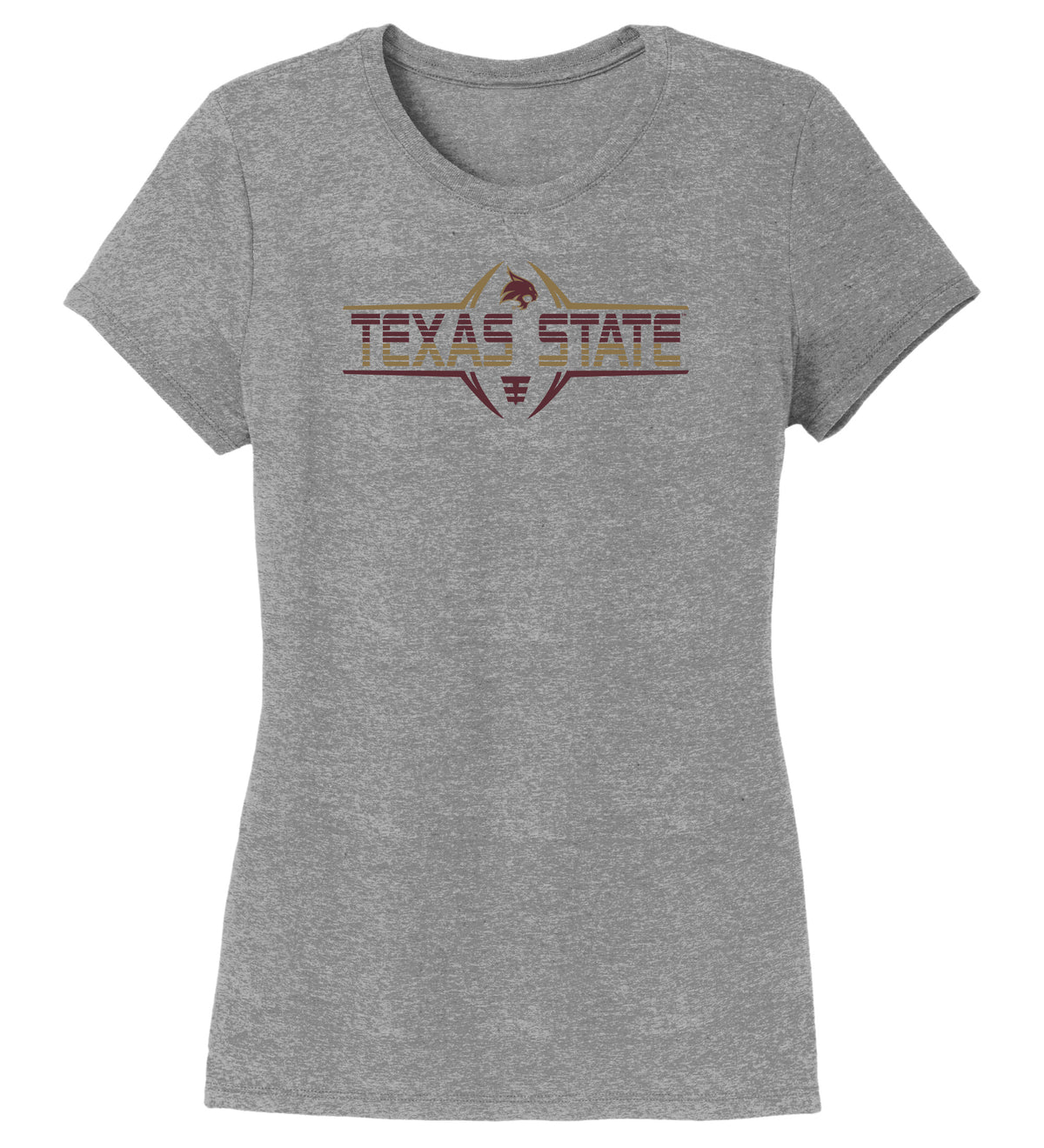 Women's Texas State Bobcats Premium Tri-Blend Tee Shirt - Striped Texas State Football Laces