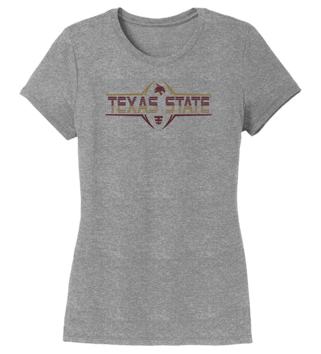 Women's Texas State Bobcats Premium Tri-Blend Tee Shirt - Striped Texas State Football Laces
