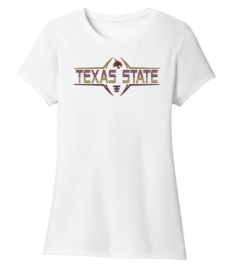 Women's Texas State Bobcats Premium Tri-Blend Tee Shirt - Striped Texas State Football Laces