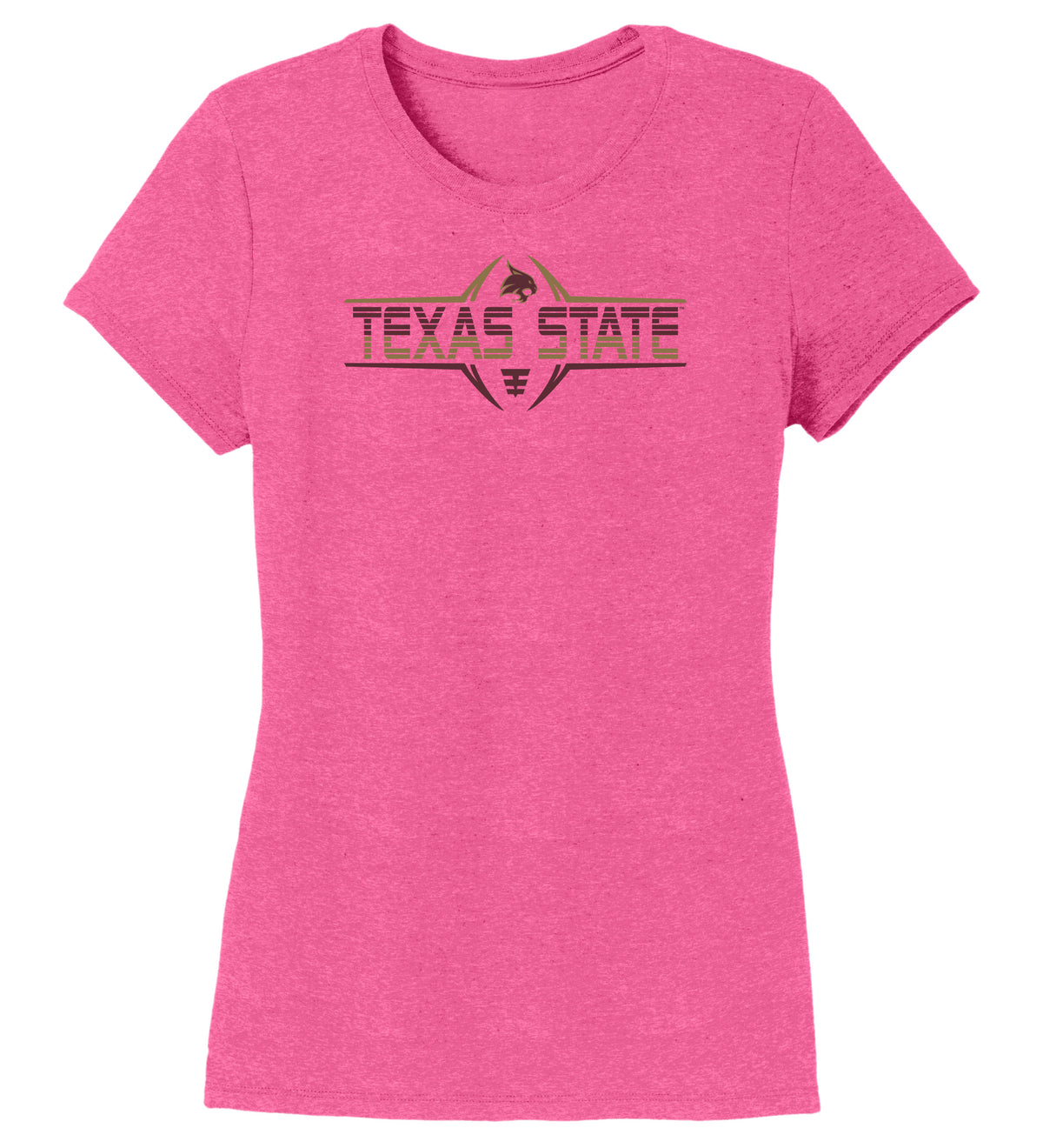 Women's Texas State Bobcats Premium Tri-Blend Tee Shirt - Striped Texas State Football Laces