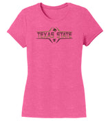 Women's Texas State Bobcats Premium Tri-Blend Tee Shirt - Striped Texas State Football Laces