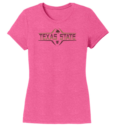 Women's Texas State Bobcats Premium Tri-Blend Tee Shirt - Striped Texas State Football Laces