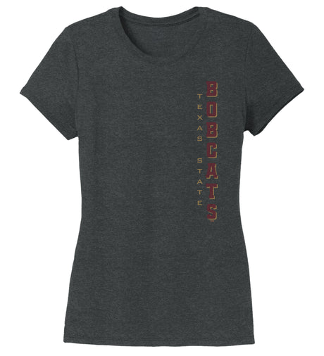 Women's Texas State Bobcats Premium Tri-Blend Tee Shirt - Vertical Texas State Bobcats