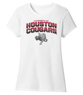 Women's Houston Cougars Premium Tri-Blend Tee Shirt - Full Color Fade with Cougar