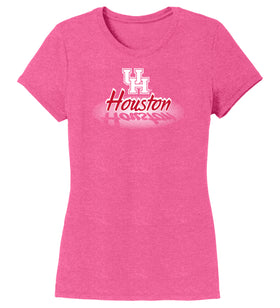 Women's Houston Cougars Premium Tri-Blend Tee Shirt - Spotlight and Shadow Houston