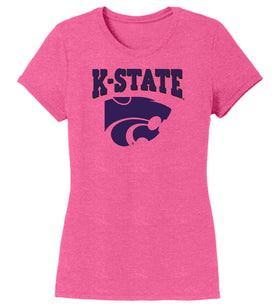 Women's K-State Wildcats Premium Tri-Blend Tee Shirt - Kansas State Powercat Logo