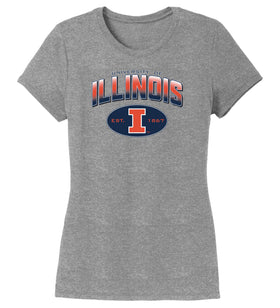 Women's Illinois Fighting Illini Premium Tri-Blend Tee Shirt - Full Color Fade Illinois Arch