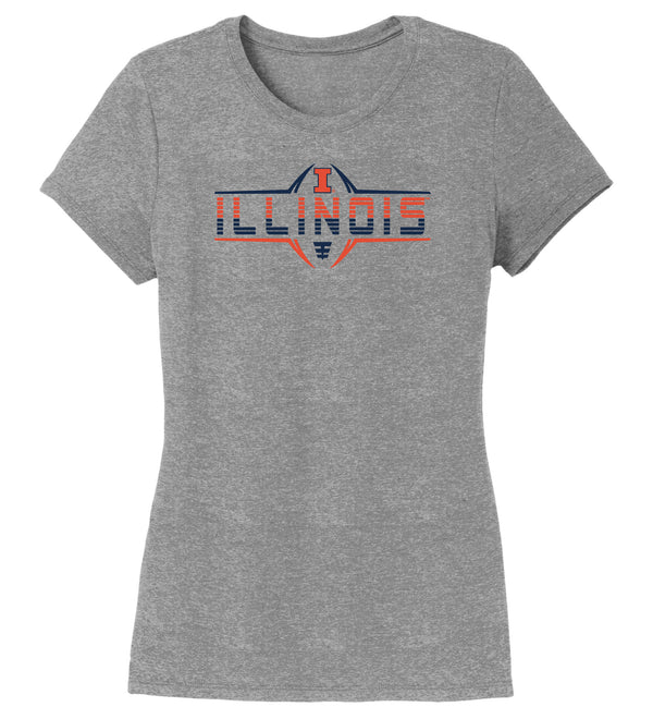 Women's Illinois Fighting Illini Premium Tri-Blend Tee Shirt - Striped Illinois Football Laces