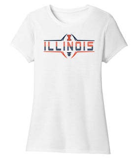 Women's Illinois Fighting Illini Premium Tri-Blend Tee Shirt - Striped Illinois Football Laces