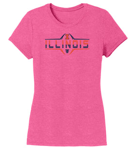 Women's Illinois Fighting Illini Premium Tri-Blend Tee Shirt - Striped Illinois Football Laces