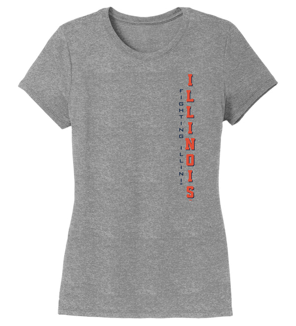 Women's Illinois Fighting Illini Premium Tri-Blend Tee Shirt - Vertical Illinois Fighting Illini