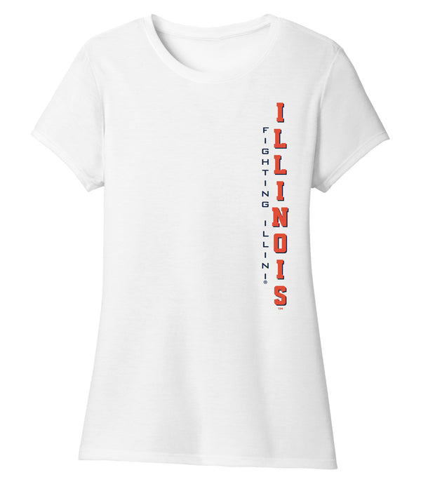 Women's Illinois Fighting Illini Premium Tri-Blend Tee Shirt - Vertical Illinois Fighting Illini