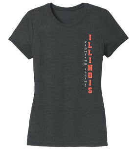 Women's Illinois Fighting Illini Premium Tri-Blend Tee Shirt - Vertical Illinois Fighting Illini