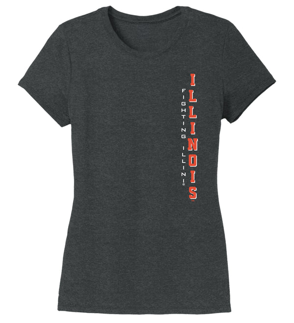 Women's Illinois Fighting Illini Premium Tri-Blend Tee Shirt - Vertical Illinois Fighting Illini