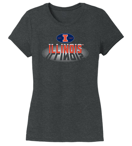 Women's Illinois Fighting Illini Premium Tri-Blend Tee Shirt - Spotlight and Shadow Illinois