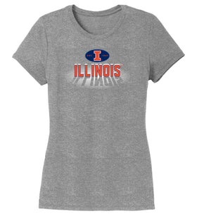 Women's Illinois Fighting Illini Premium Tri-Blend Tee Shirt - Spotlight and Shadow Illinois