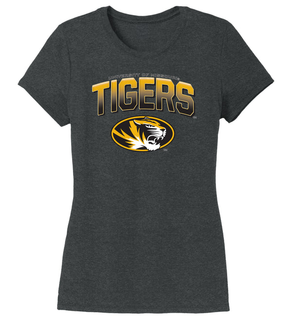 Women's Missouri Tigers Premium Tri-Blend Tee Shirt - Full Color Fade Tigers Logo