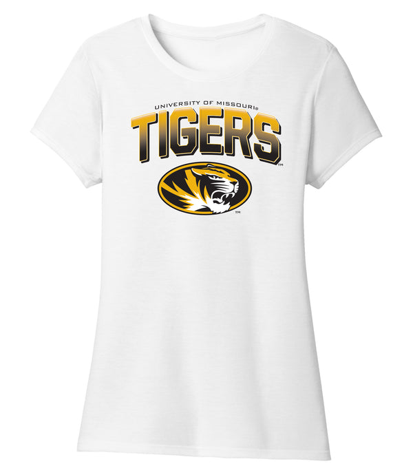 Women's Missouri Tigers Premium Tri-Blend Tee Shirt - Full Color Fade Tigers Logo