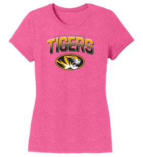 Women's Missouri Tigers Premium Tri-Blend Tee Shirt - Full Color Fade Tigers Logo