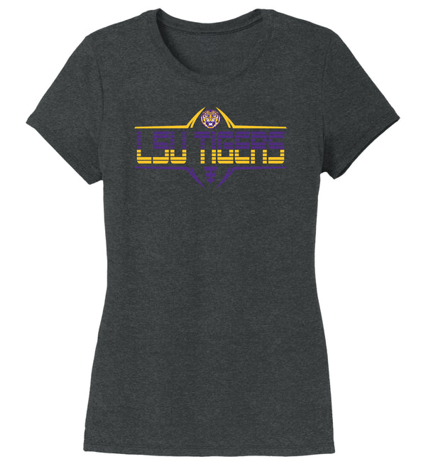 Women's LSU Tigers Premium Tri-Blend Tee Shirt - Striped Tigers Football Laces