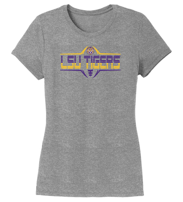 Women's LSU Tigers Premium Tri-Blend Tee Shirt - Striped Tigers Football Laces