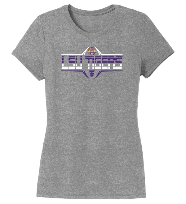 Women's LSU Tigers Premium Tri-Blend Tee Shirt - Striped Tigers Football Laces