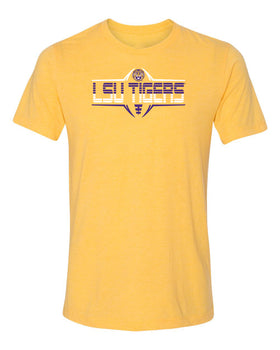 Women's LSU Tigers Premium Tri-Blend Tee Shirt - Striped Tigers Football Laces