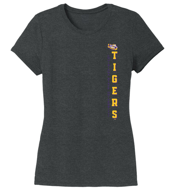 Women's LSU Tigers Premium Tri-Blend Tee Shirt - Vertical Louisiana State University Tigers