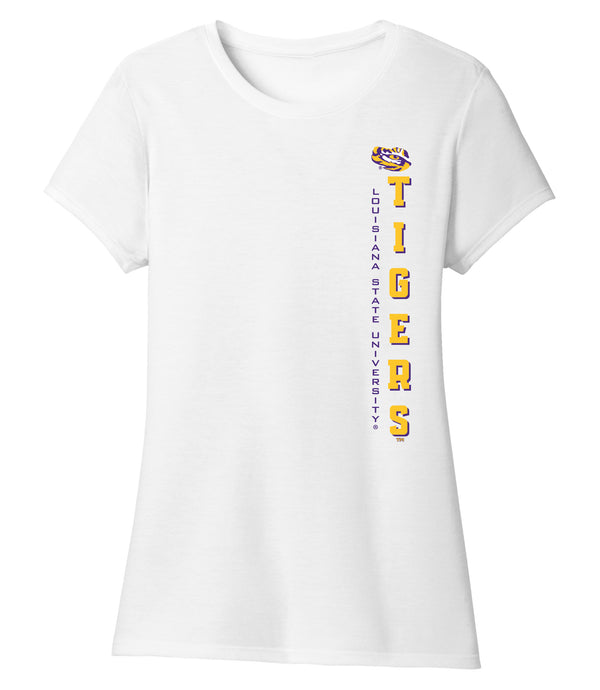 Women's LSU Tigers Premium Tri-Blend Tee Shirt - Vertical Louisiana State University Tigers