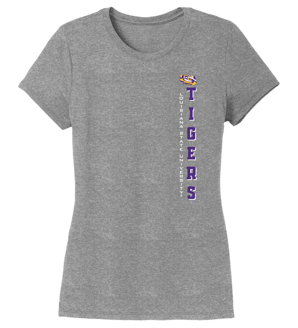 Women's LSU Tigers Premium Tri-Blend Tee Shirt - Vertical Louisiana State University Tigers