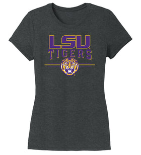 Women's LSU Tigers Premium Tri-Blend Tee Shirt - LSU Tigers 3-Stripe