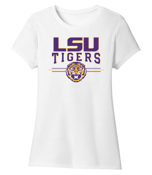 Women's LSU Tigers Premium Tri-Blend Tee Shirt - LSU Tigers 3-Stripe