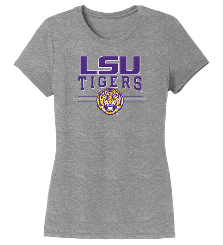 Women's LSU Tigers Premium Tri-Blend Tee Shirt - LSU Tigers 3-Stripe