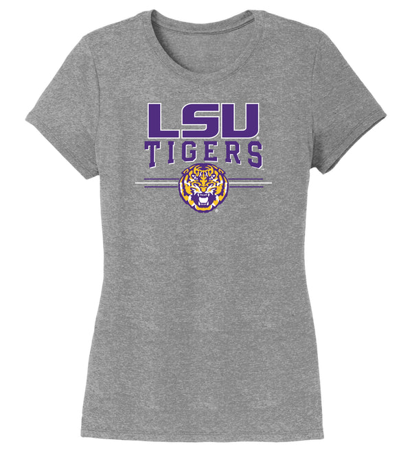 Women's LSU Tigers Premium Tri-Blend Tee Shirt - LSU Tigers 3-Stripe