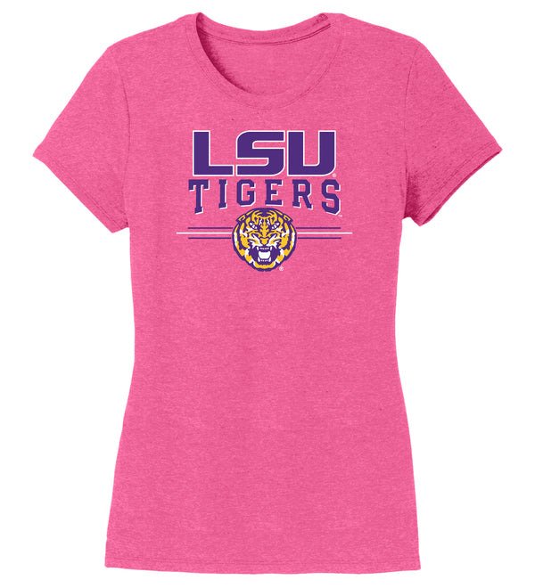 Women's LSU Tigers Premium Tri-Blend Tee Shirt - LSU Tigers 3-Stripe