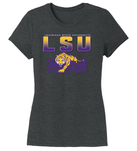 Women's LSU Tigers Premium Tri-Blend Tee Shirt - LSU Tiger Stadium Full Color Fade