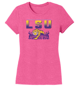 Women's LSU Tigers Premium Tri-Blend Tee Shirt - LSU Tiger Stadium Full Color Fade