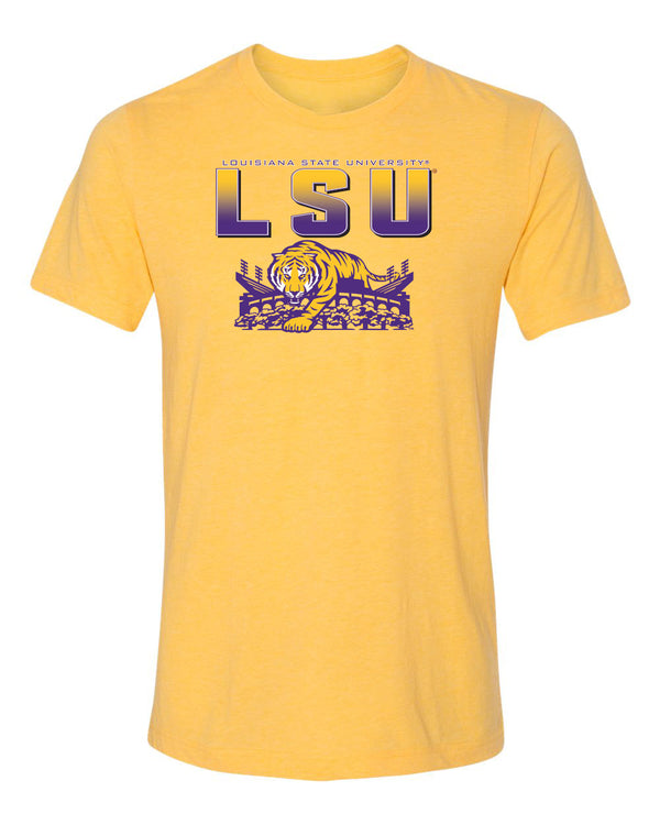 Women's LSU Tigers Premium Tri-Blend Tee Shirt - LSU Tiger Stadium Full Color Fade