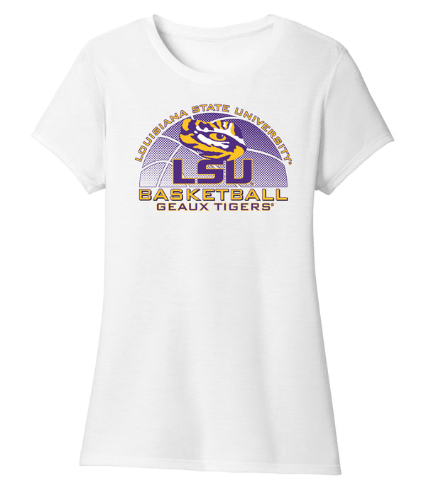 Women's LSU Tigers Premium Tri-Blend Tee Shirt - LSU Basketball Geaux Tigers