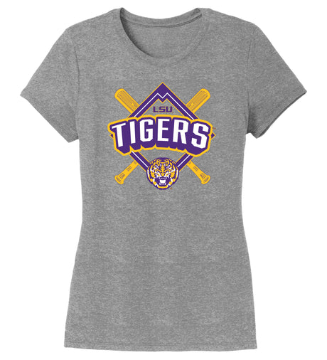 Women's LSU Tigers Premium Tri-Blend Tee Shirt - LSU Baseball Diamond