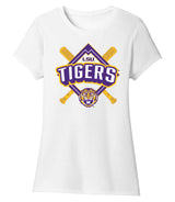 Women's LSU Tigers Premium Tri-Blend Tee Shirt - LSU Baseball Diamond