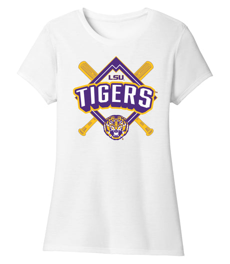 Women's LSU Tigers Premium Tri-Blend Tee Shirt - LSU Baseball Diamond