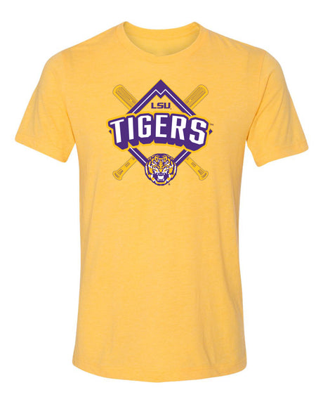 Women's LSU Tigers Premium Tri-Blend Tee Shirt - LSU Baseball Diamond