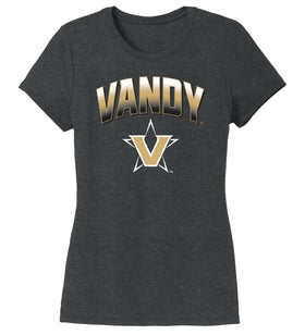 Women's Vanderbilt Commodores Premium Tri-Blend Shirt - Vandy Arch Full Color Fade with Primary