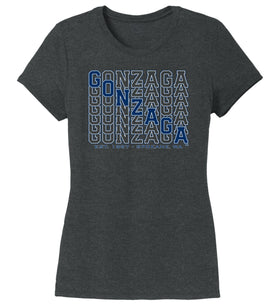 Women's Gonzaga Bulldogs Premium Tri-Blend Tee Shirt - Diagonal Echo Gonzaga