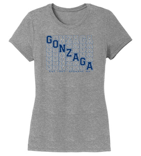 Women's Gonzaga Bulldogs Premium Tri-Blend Tee Shirt - Diagonal Echo Gonzaga