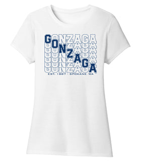 Women's Gonzaga Bulldogs Premium Tri-Blend Tee Shirt - Diagonal Echo Gonzaga